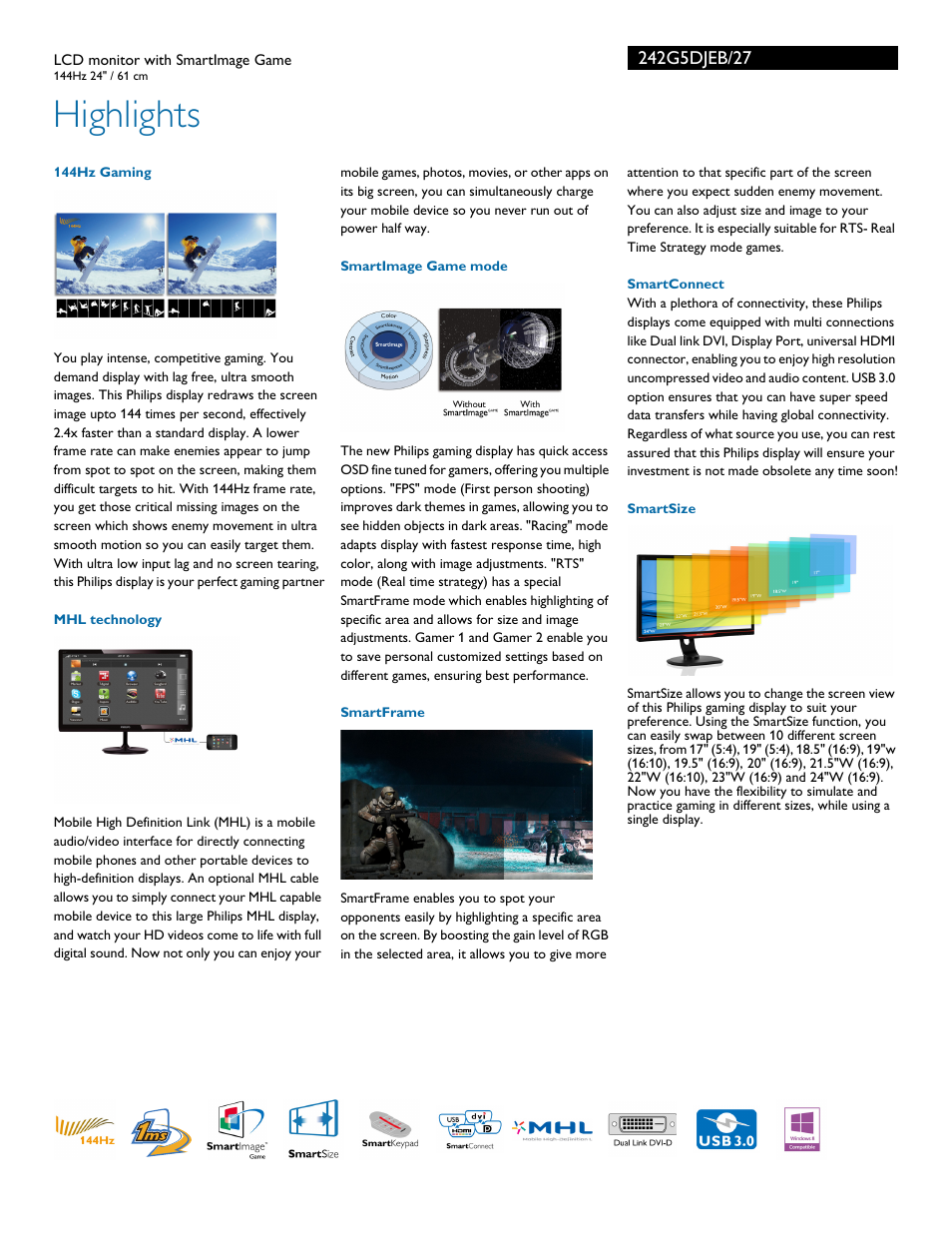 Highlights | Philips 242G5DJEB-27 User Manual | Page 2 / 3