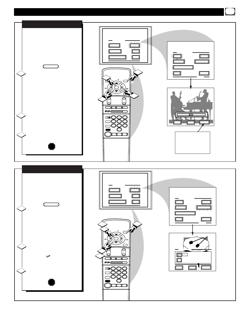 Ound, Ontrol, Djustments | Stop | Philips 8P6054C199 User Manual | Page 23 / 52