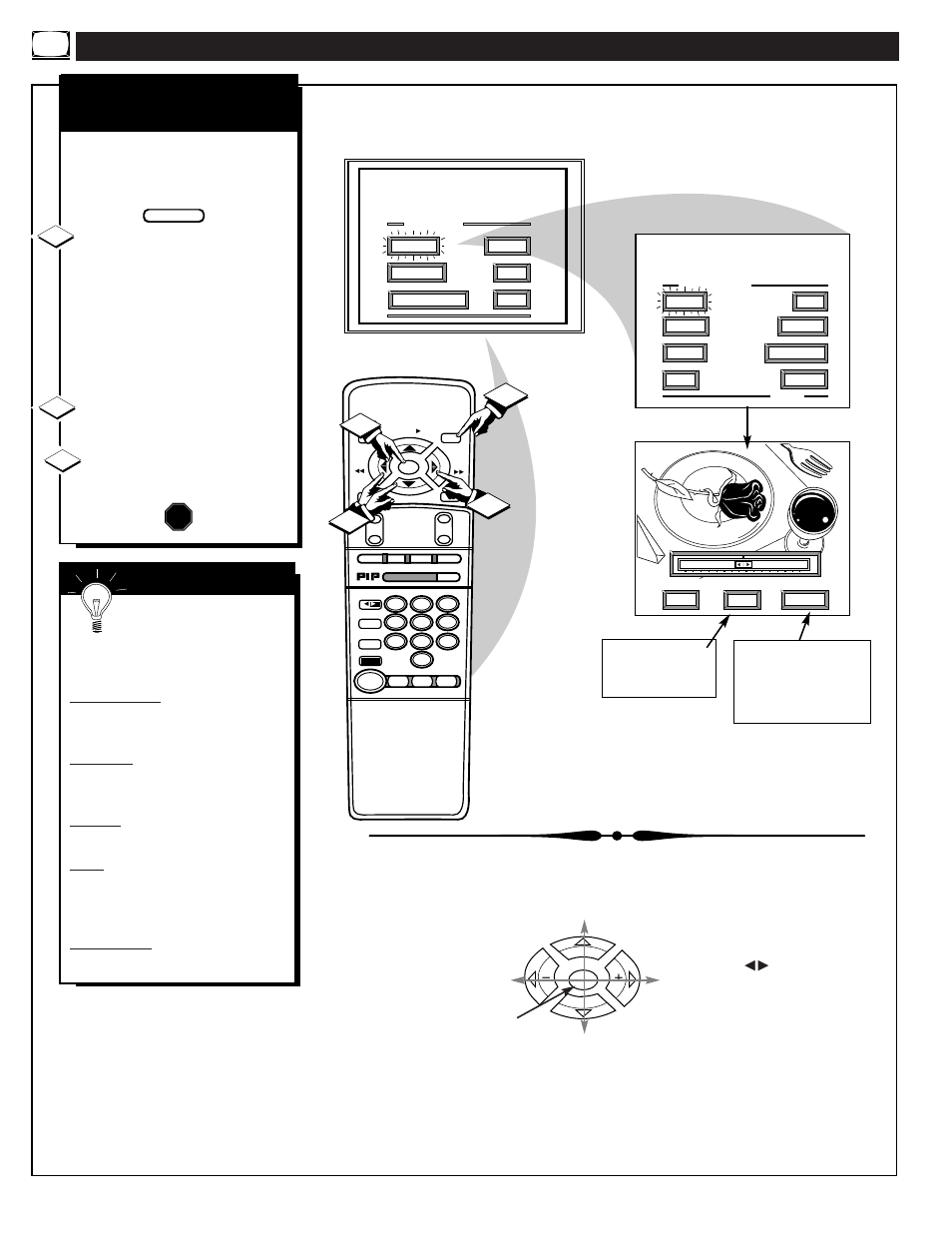 Icture, Ontrol, Djustments | 12 3 s, Color, brightness, sharpness, tint, picture stop | Philips 8P6054C199 User Manual | Page 6 / 52