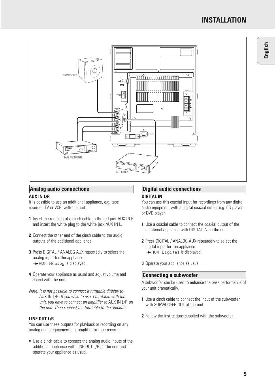 Installation | Philips FWR88 User Manual | Page 9 / 32