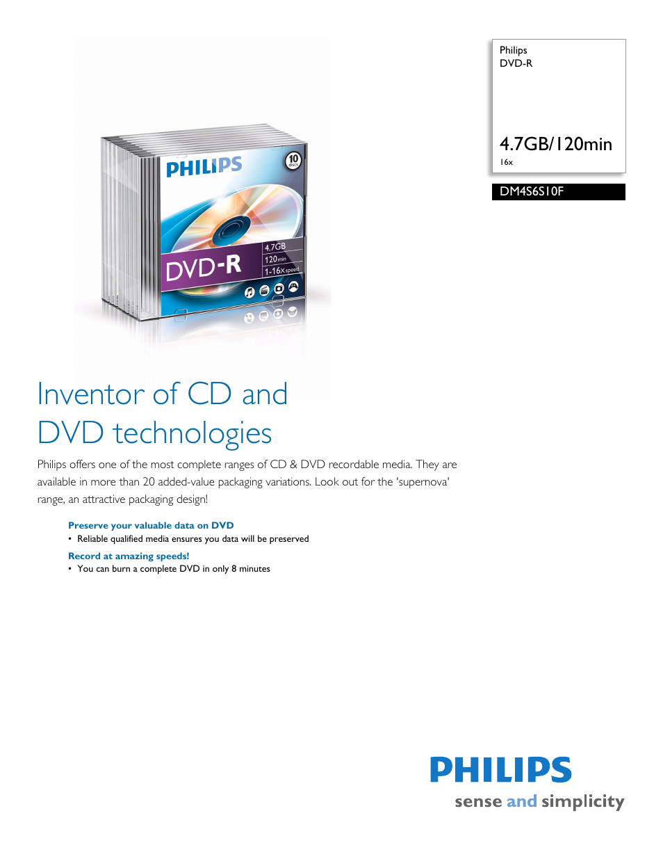 Philips DM4S6S10F-17 User Manual | 2 pages