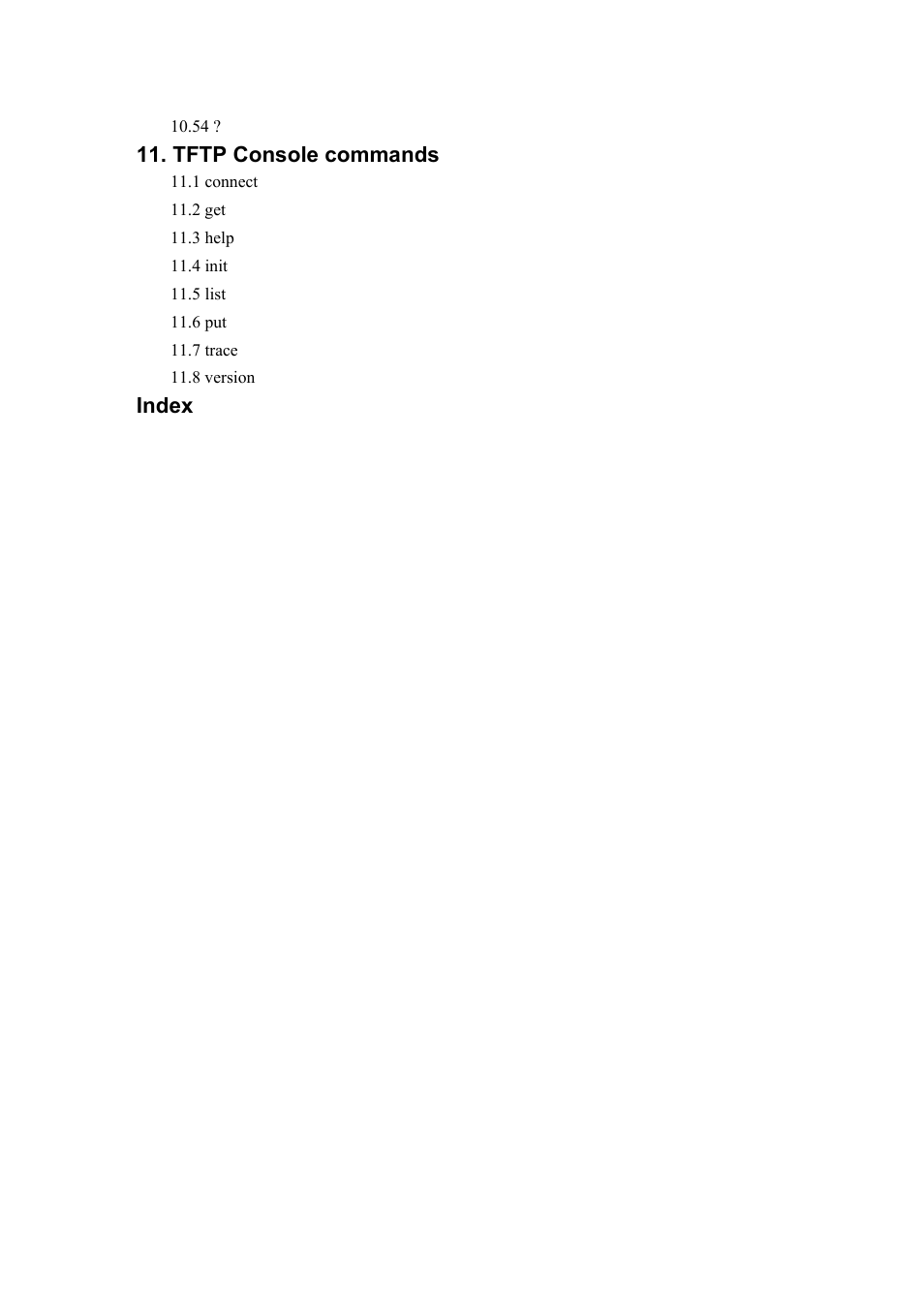 Tftp console commands, Index | Atlantis Land I-Storm A02-RA(Atmos)_ME01 User Manual | Page 7 / 112