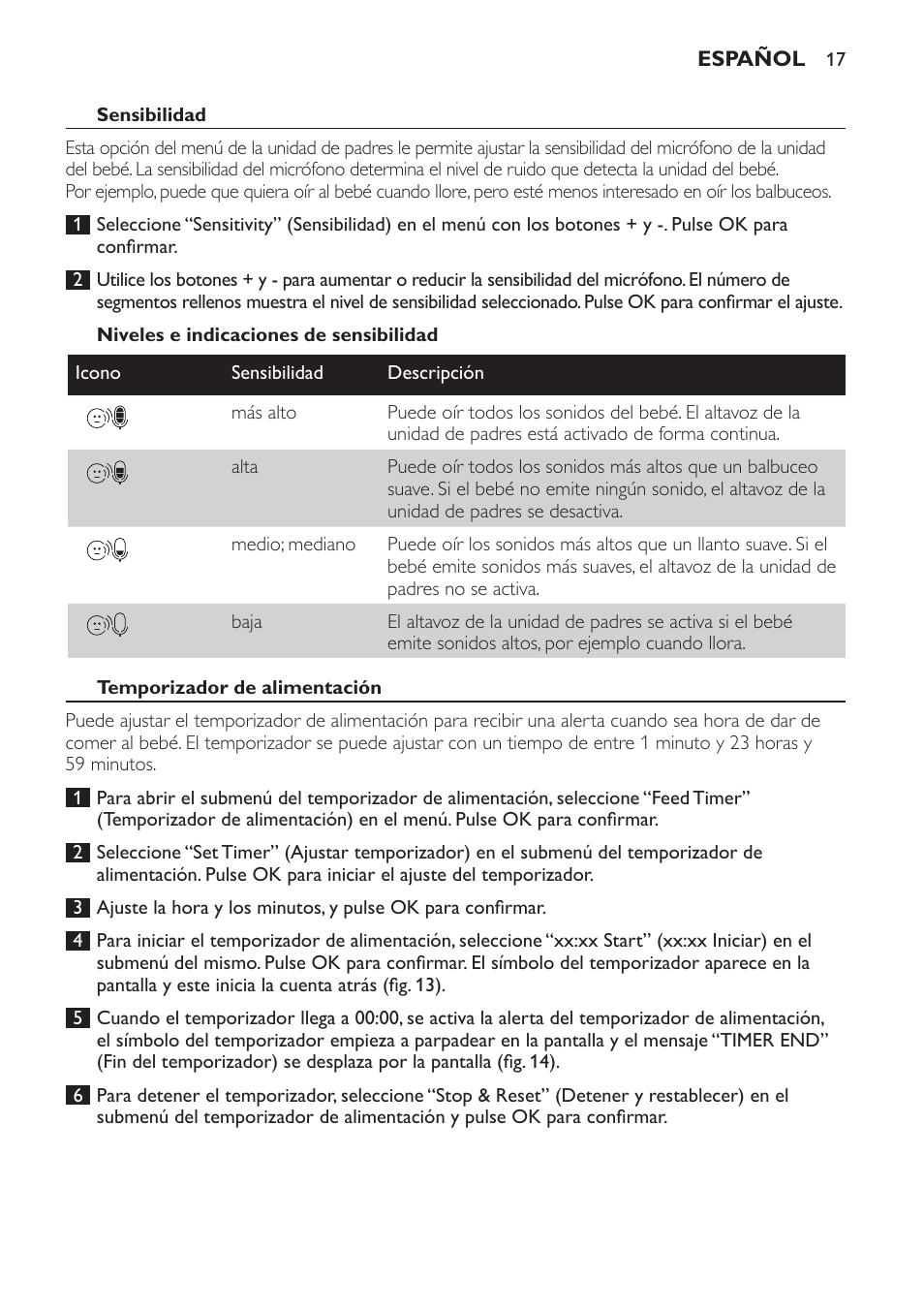 Philips AVENT Audio Monitors DECT Baby Monitor SCD570-10 Advanced monitoring Vibration alert User Manual | Page 17 / 40
