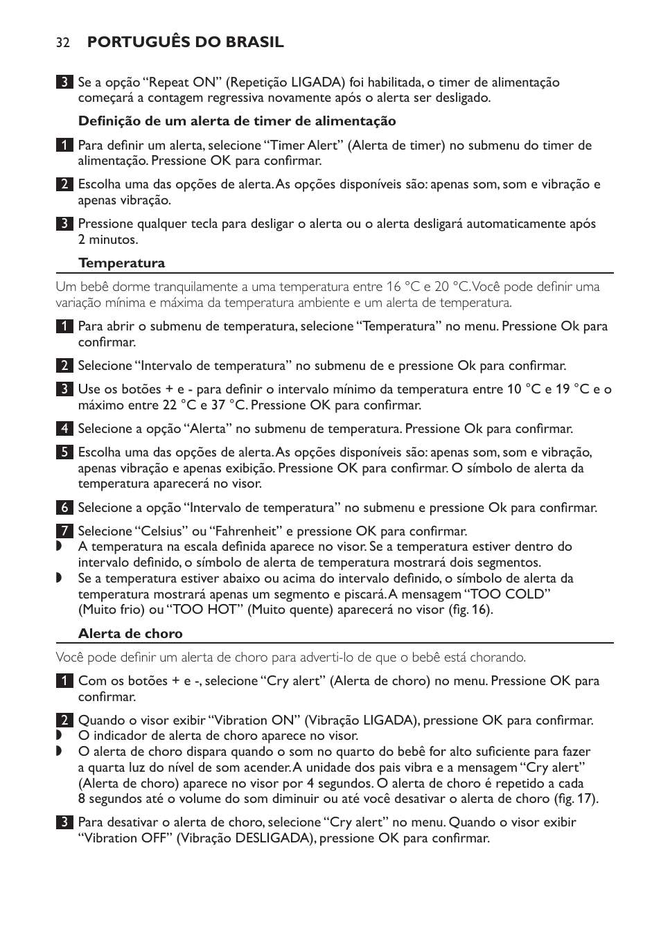 Philips AVENT Audio Monitors DECT Baby Monitor SCD570-10 Advanced monitoring Vibration alert User Manual | Page 32 / 40