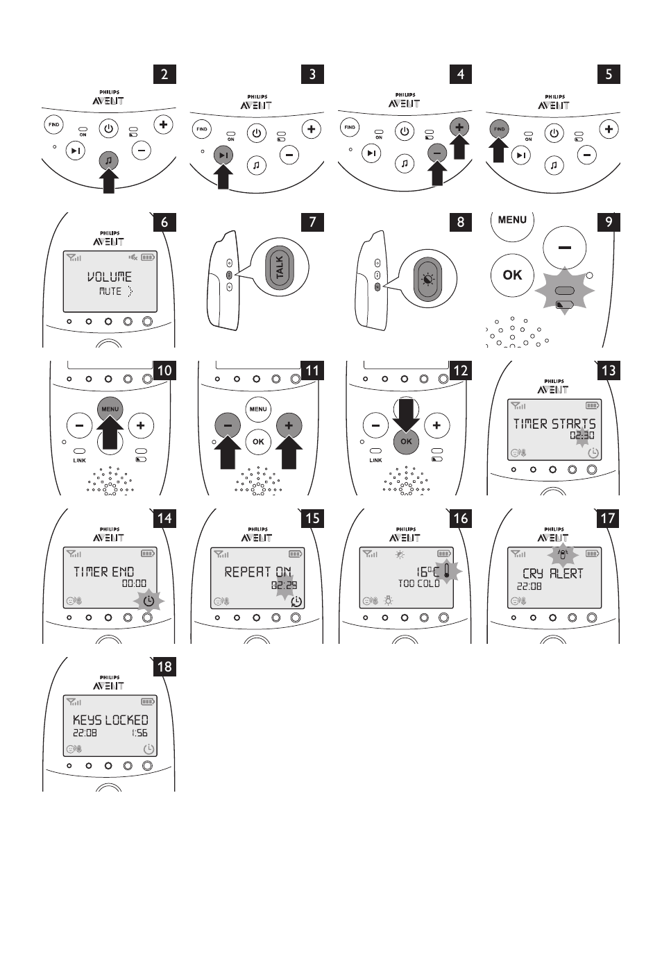 Philips AVENT Audio Monitors DECT Baby Monitor SCD570-10 Advanced monitoring Vibration alert User Manual | Page 38 / 40