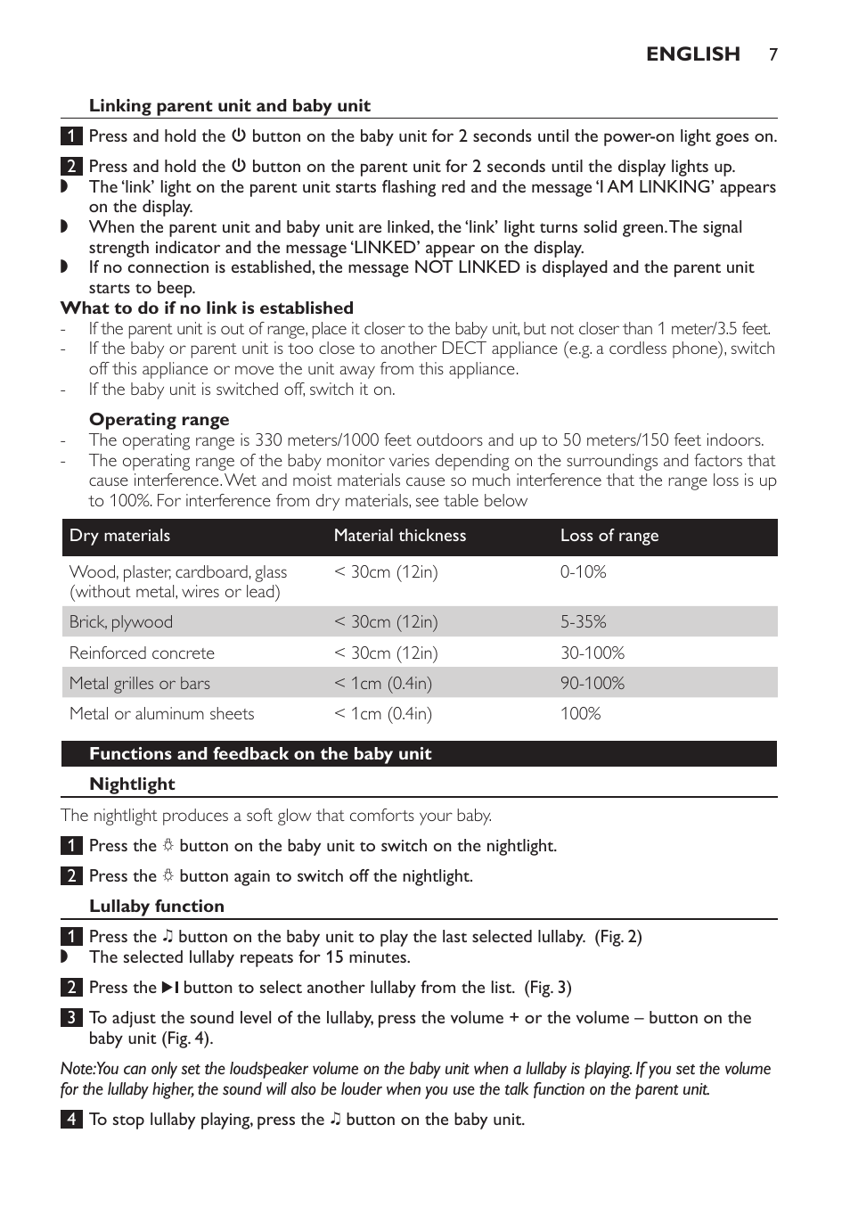 Philips AVENT Audio Monitors DECT Baby Monitor SCD570-10 Advanced monitoring Vibration alert User Manual | Page 7 / 40