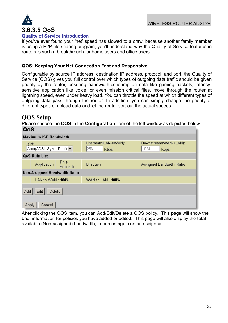 5 qos, Qos setup | Atlantis Land A02-RA241-W54 User Manual | Page 59 / 86