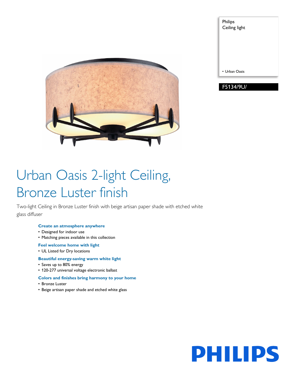 Philips F51349U User Manual | 2 pages