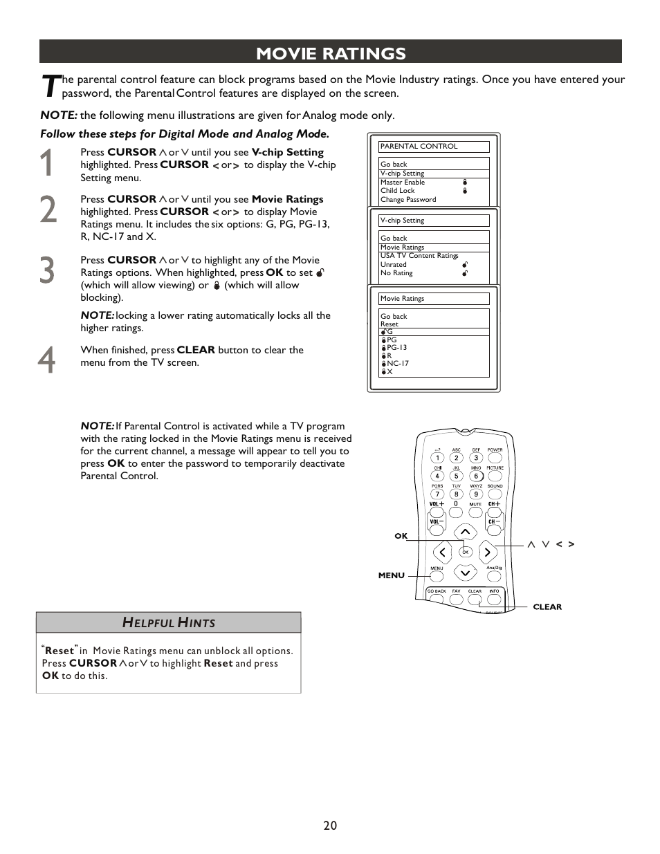 Т³гж 20, Movie ratings | Philips 20PT9007D-17 User Manual | Page 20 / 34