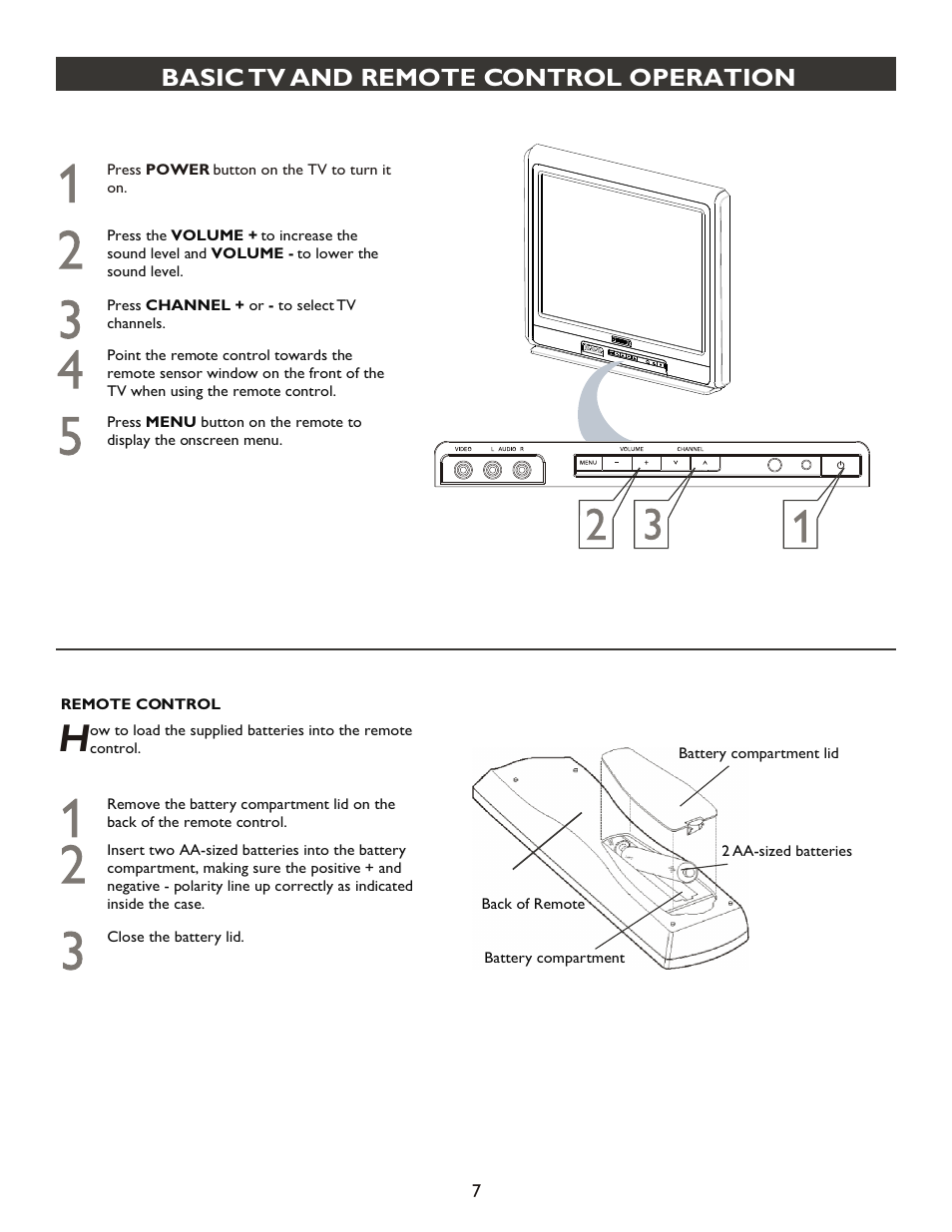 Т³гж 7, Basic tv and remote control operation | Philips 20PT9007D-17 User Manual | Page 7 / 34