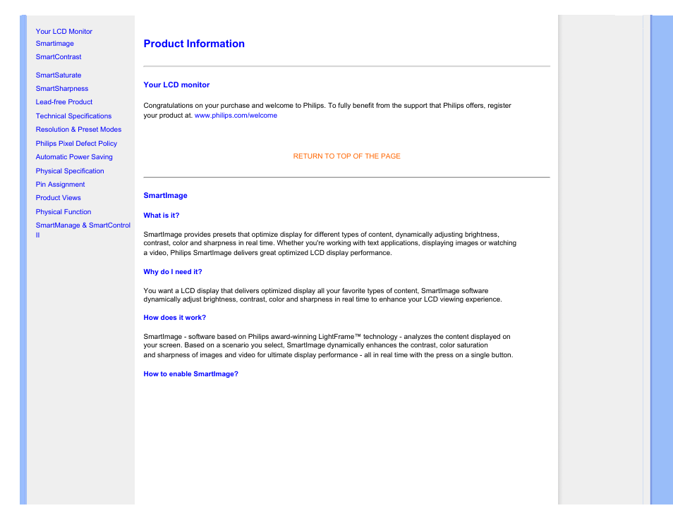 Product information | Philips 240BW9CB-27 User Manual | Page 29 / 121