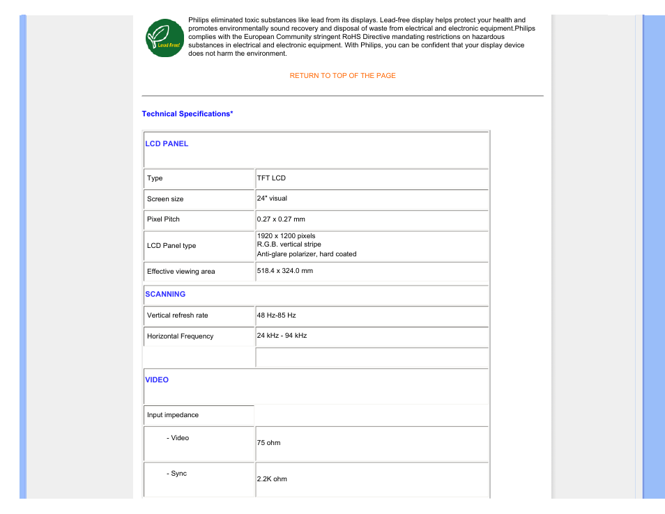 Technical specifications | Philips 240BW9CB-27 User Manual | Page 33 / 121