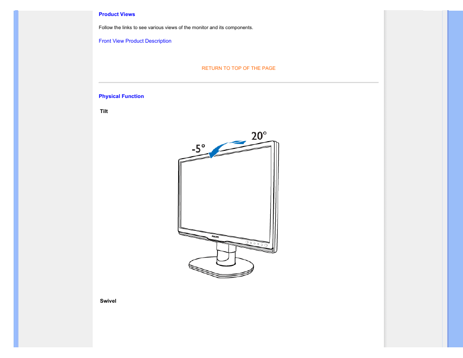 Physical function | Philips 240BW9CB-27 User Manual | Page 38 / 121