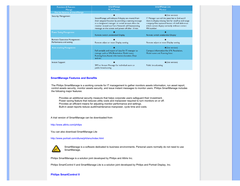 Smartmanage features and benefits, Philips smartcontrol ll | Philips 240BW9CB-27 User Manual | Page 45 / 121