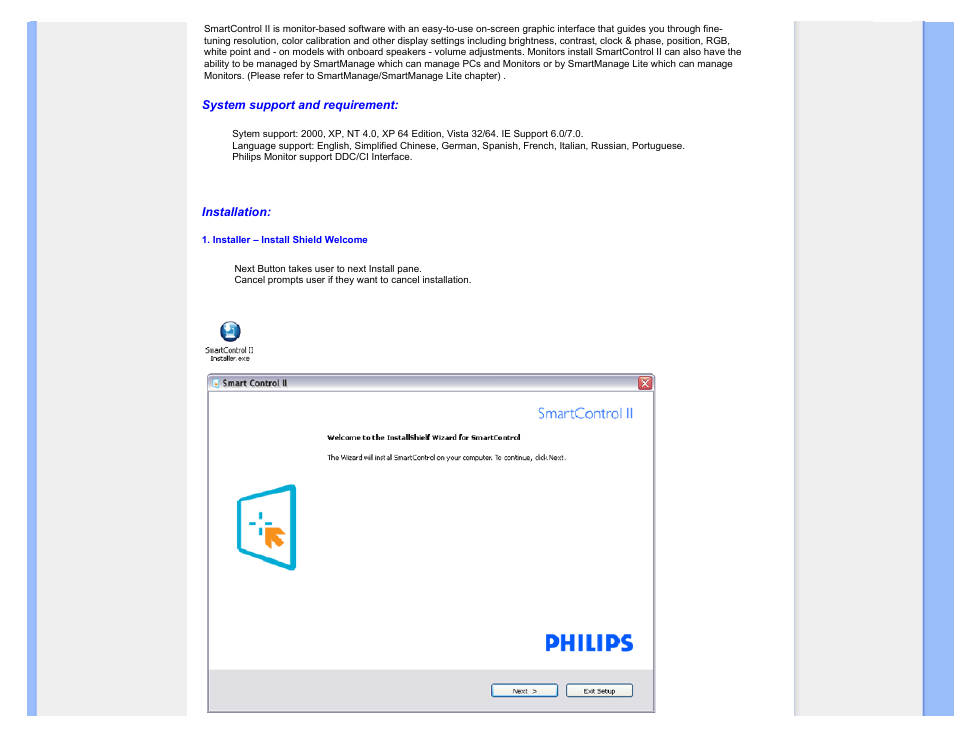 System support and requirement, Installation | Philips 240BW9CB-27 User Manual | Page 46 / 121