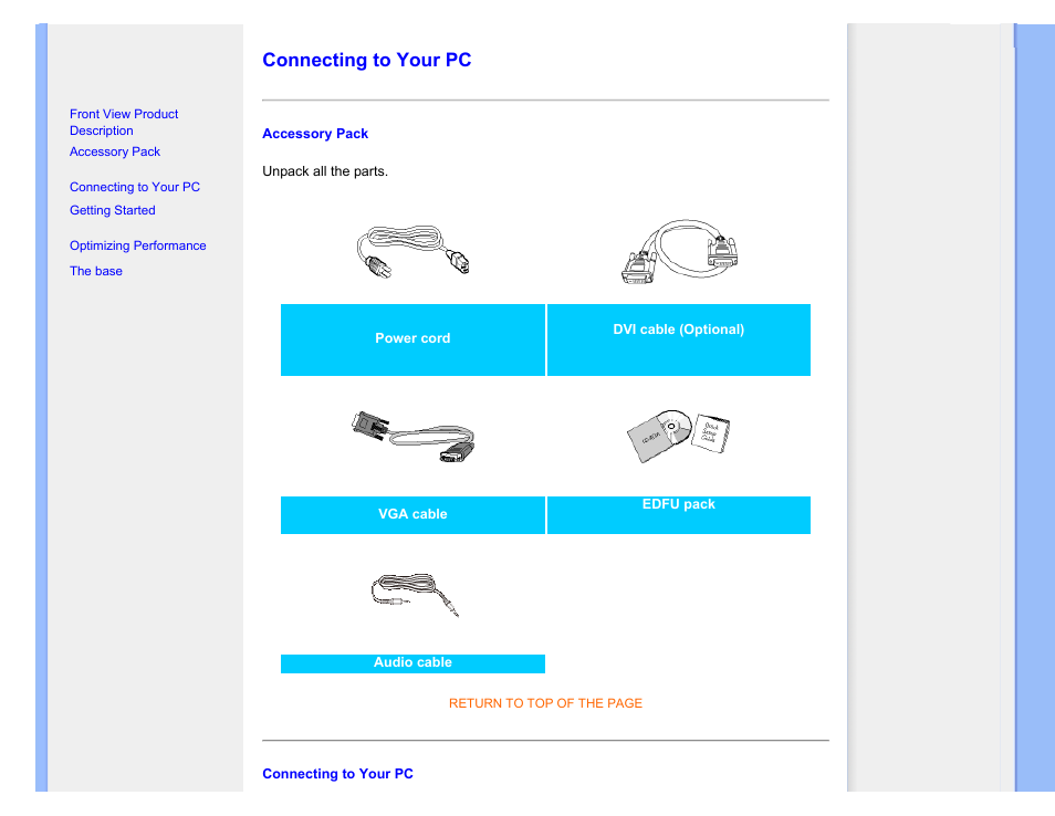 Connecting to your pc | Philips 240BW9CB-27 User Manual | Page 70 / 121