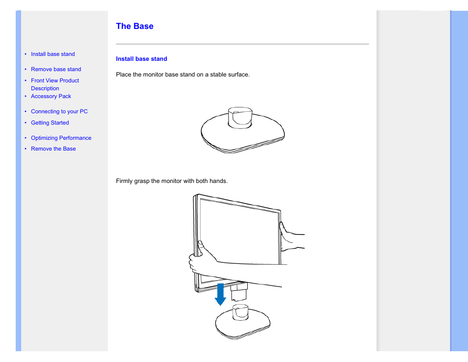 The base | Philips 240BW9CB-27 User Manual | Page 73 / 121