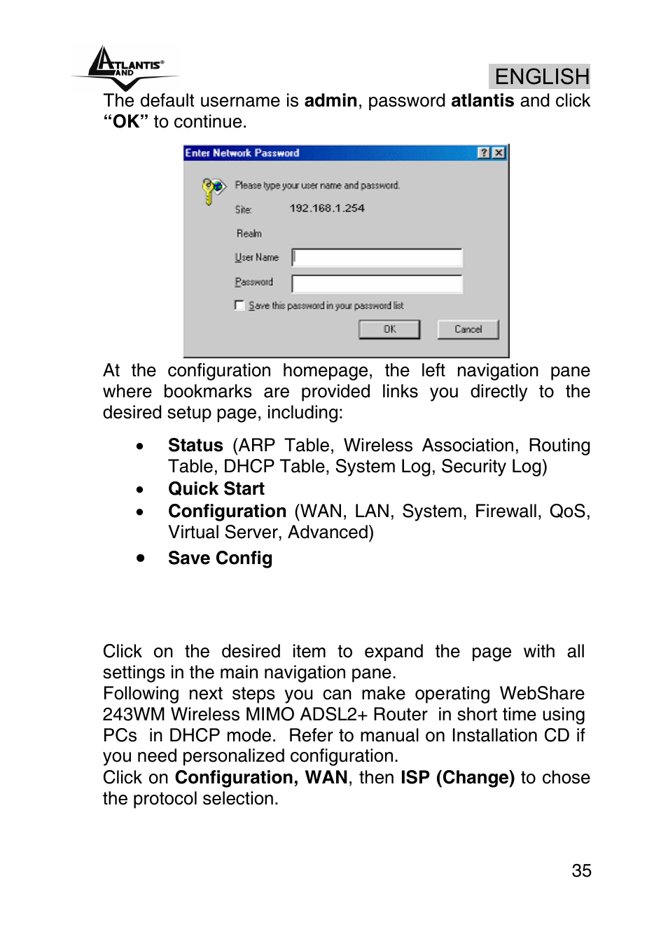 English | Atlantis Land WebShare A02-RA243-W54M User Manual | Page 34 / 85