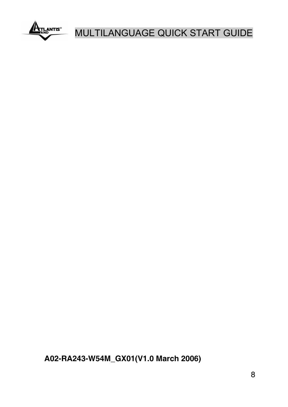 Multilanguage quick start guide | Atlantis Land WebShare A02-RA243-W54M User Manual | Page 7 / 85