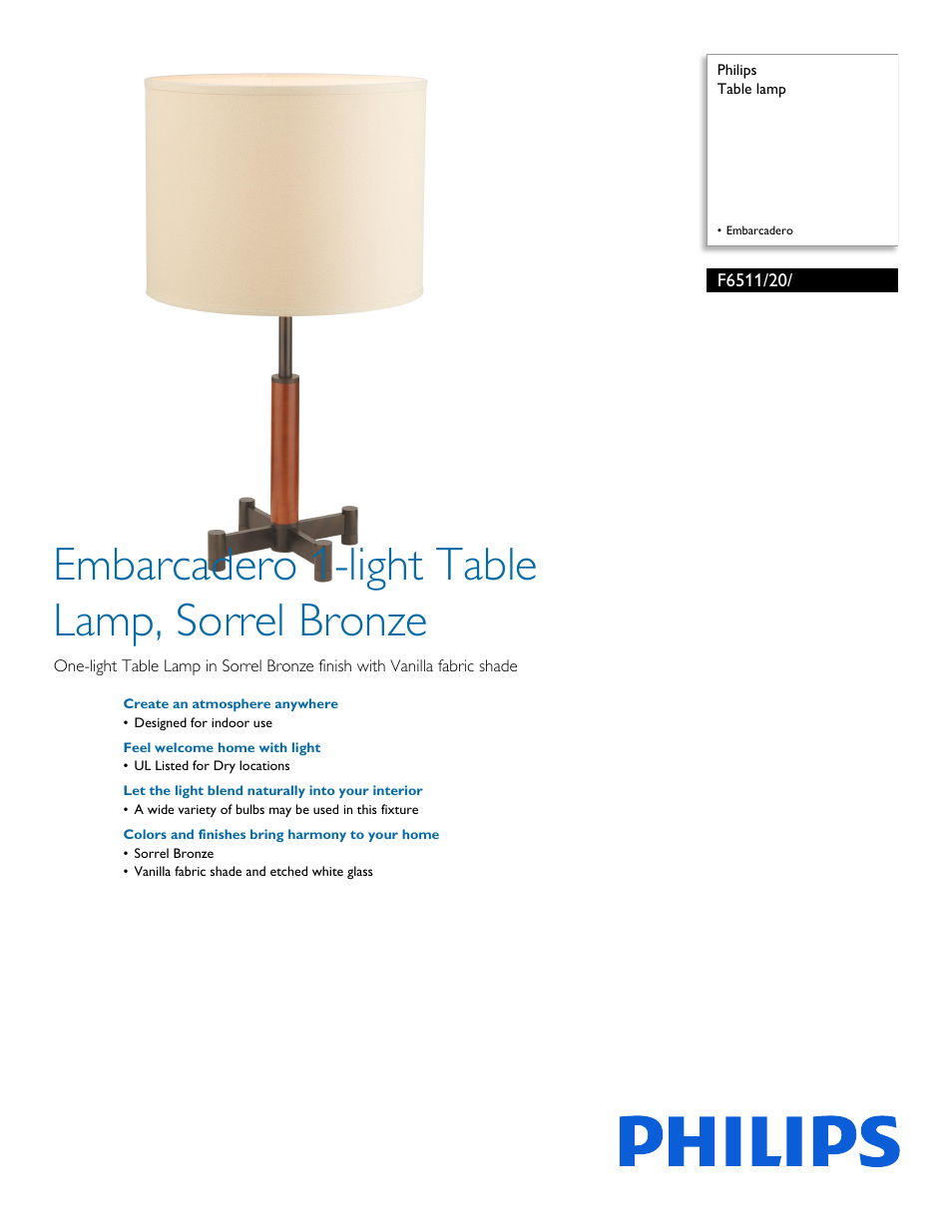 Philips F651120 User Manual | 2 pages