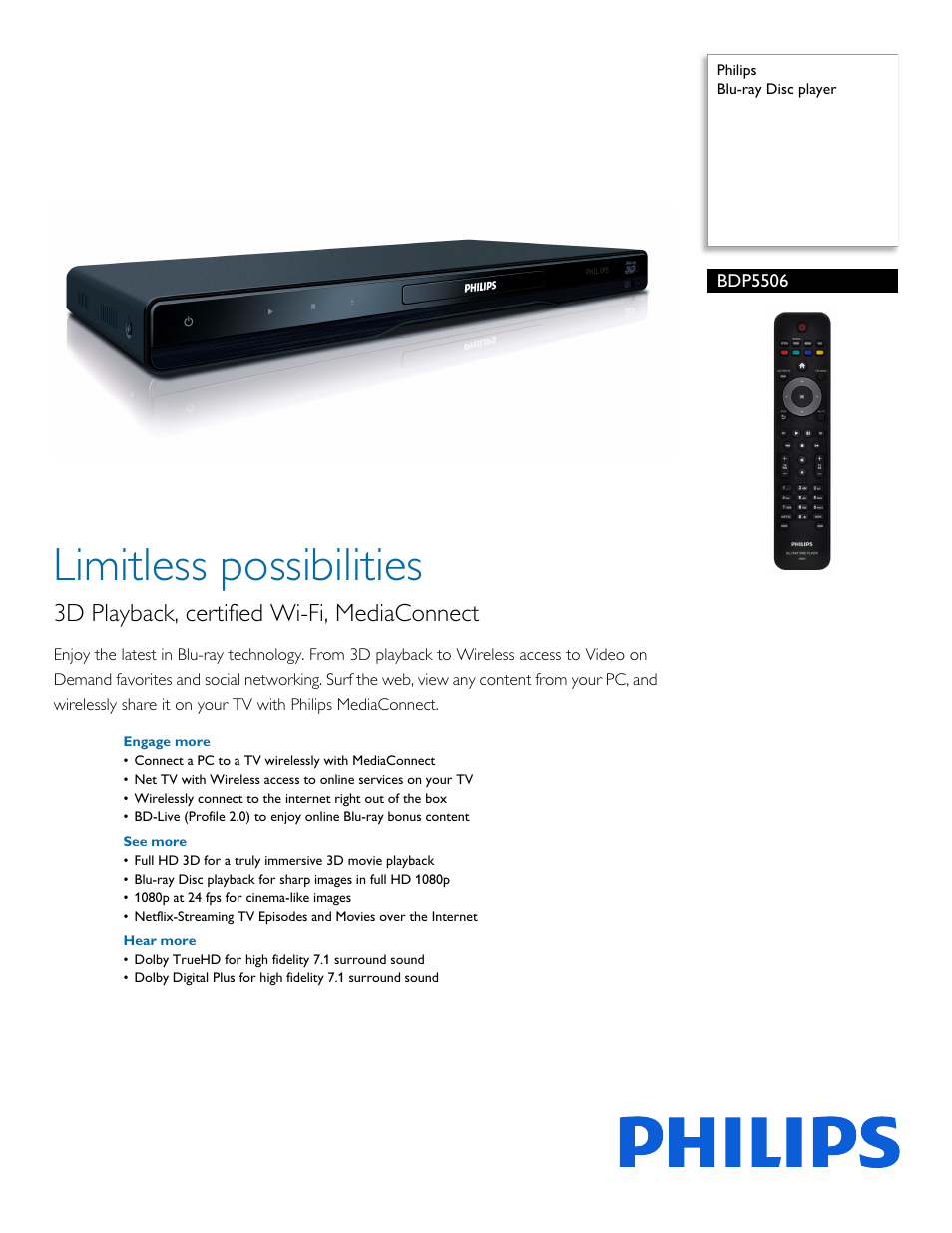 Philips BDP5506-F7 User Manual | 3 pages