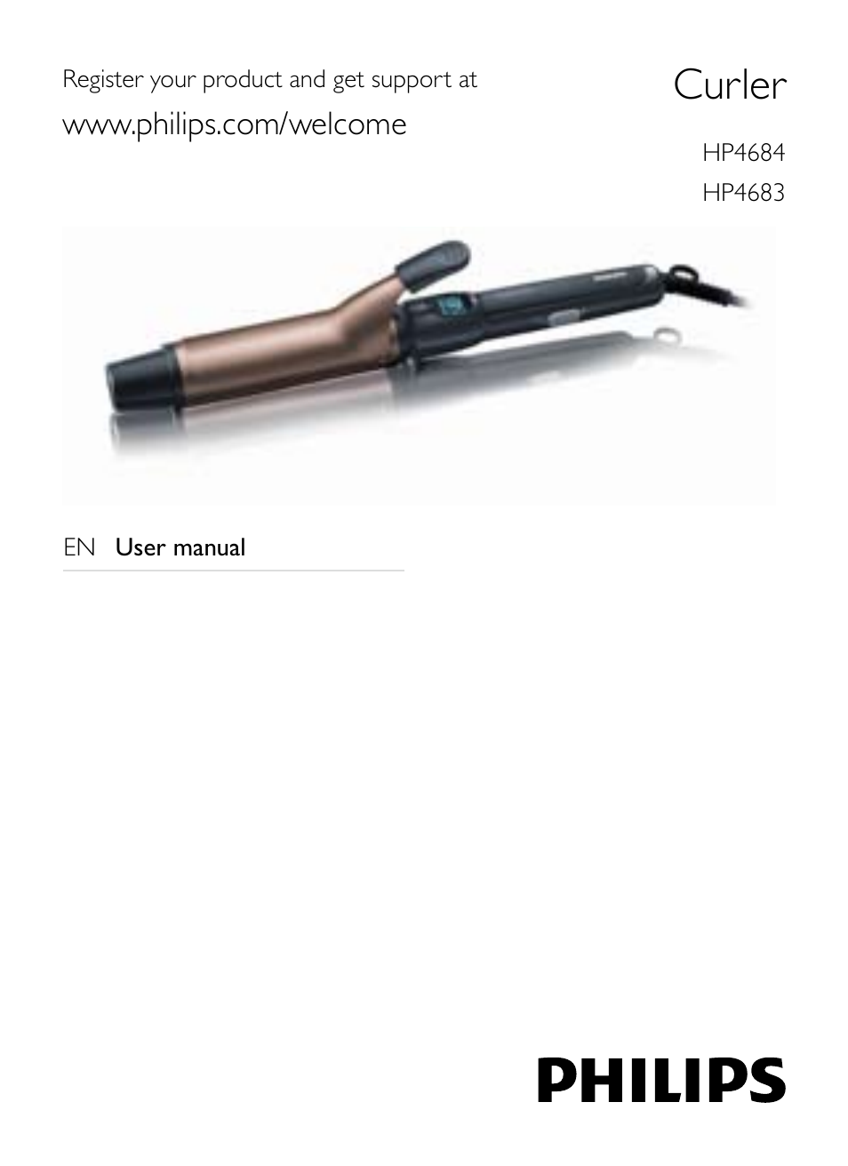 Philips Curler HP4684-00 32 mm barrel 210C professional temperature Ceramic coating Auto shut-off User Manual | 7 pages