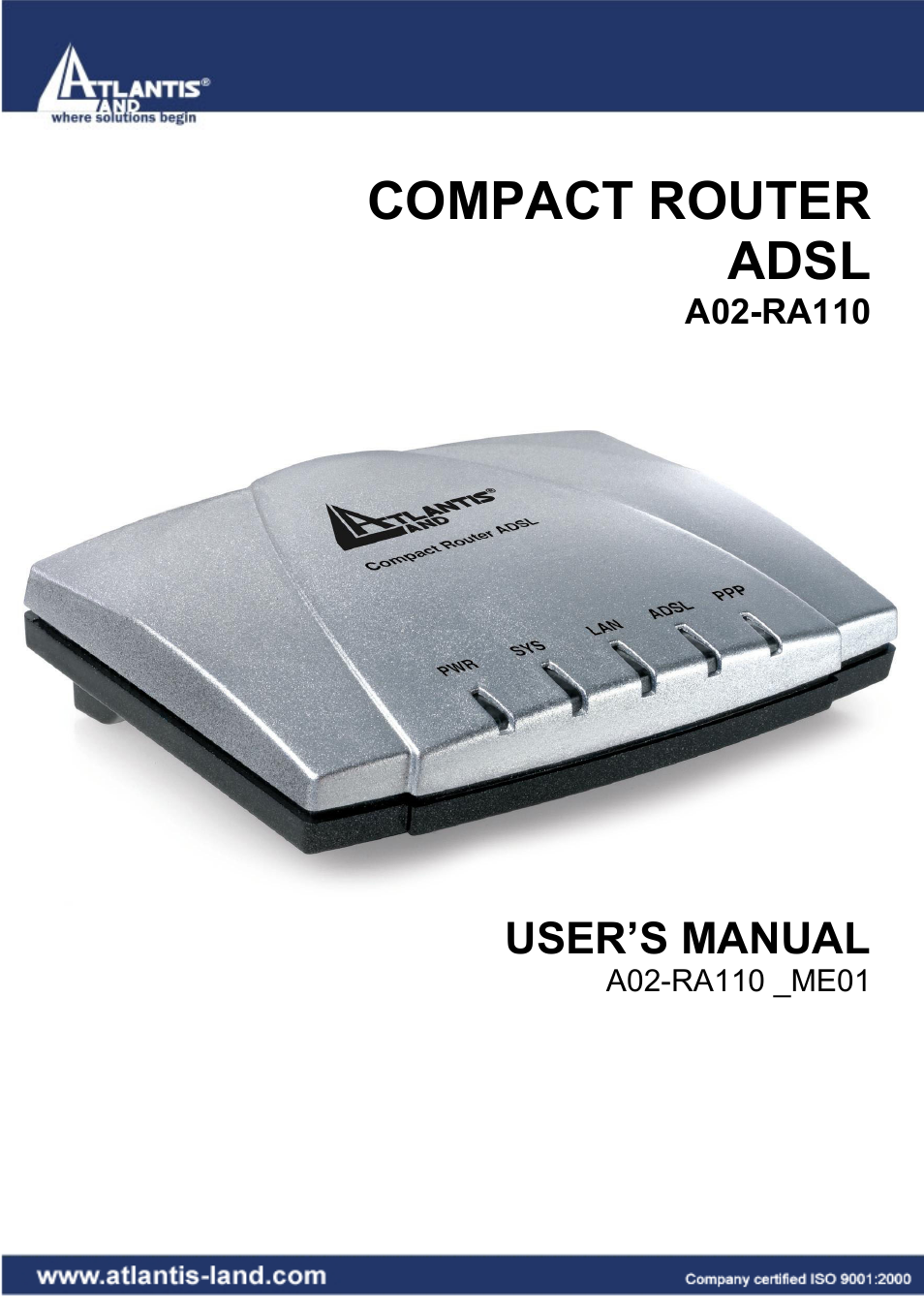 Atlantis Land Compact Router ADSL A02-RA110 User Manual | 91 pages
