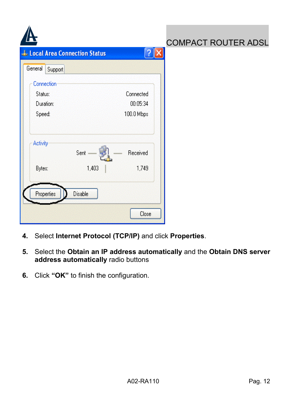 Compact router adsl | Atlantis Land Compact Router ADSL A02-RA110 User Manual | Page 20 / 91