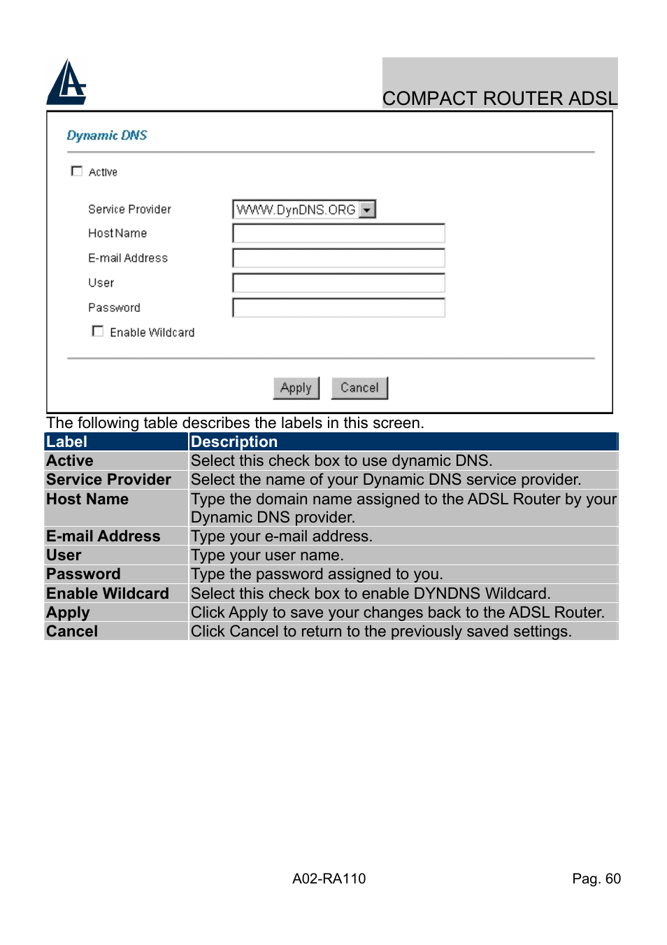 Compact router adsl | Atlantis Land Compact Router ADSL A02-RA110 User Manual | Page 68 / 91