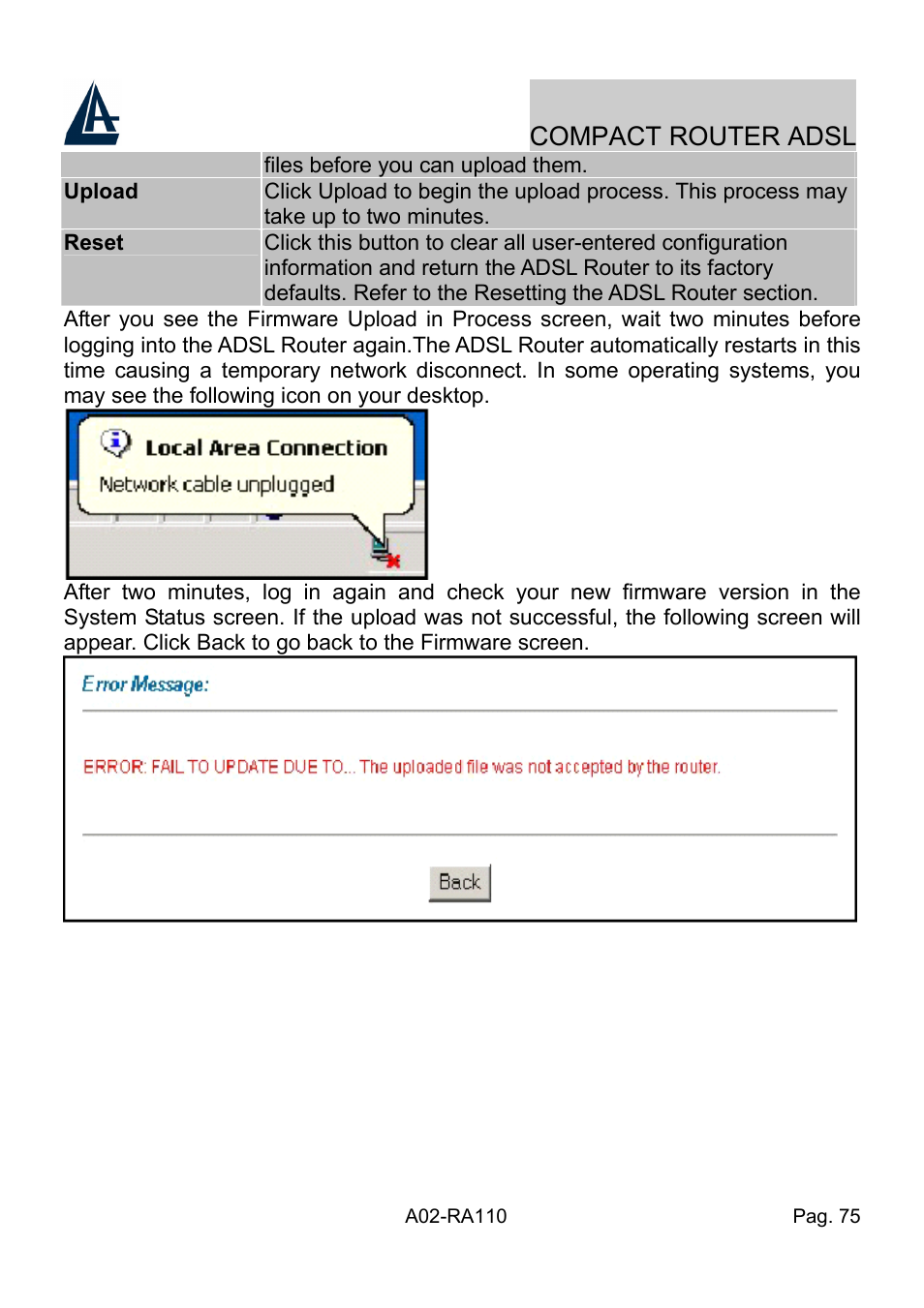 Compact router adsl | Atlantis Land Compact Router ADSL A02-RA110 User Manual | Page 83 / 91