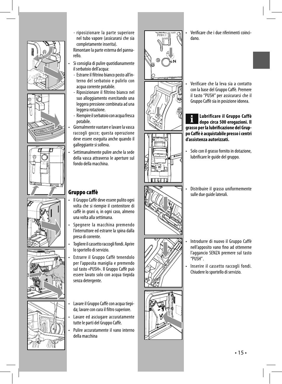 Gruppo caﬀ è | Philips 10003066 User Manual | Page 15 / 96