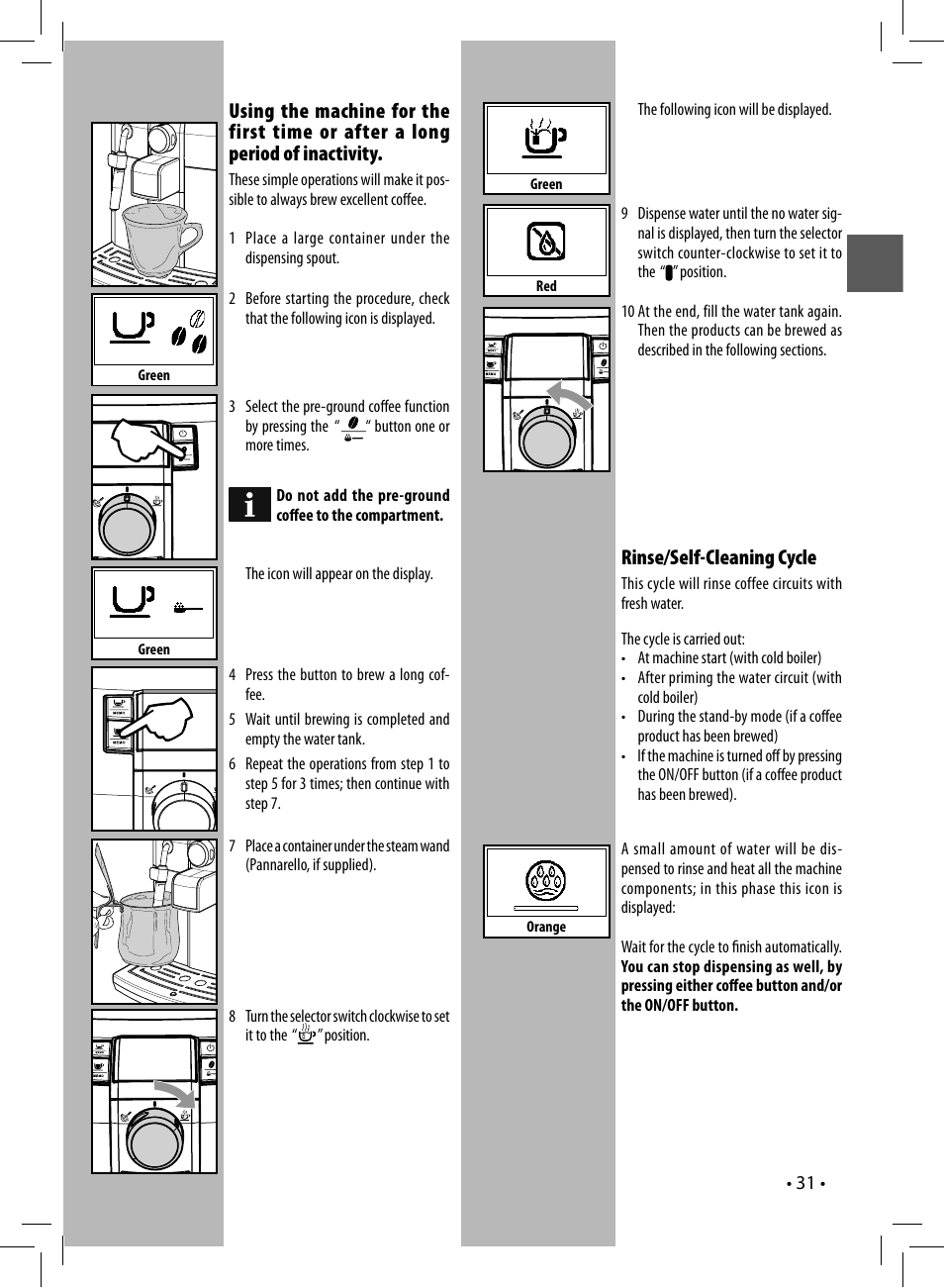 Rinse/self-cleaning cycle | Philips 10003066 User Manual | Page 31 / 96