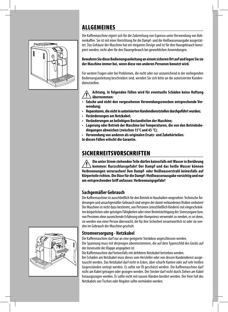 Allgemeines, Sicherheitsvorschriften | Philips 10003066 User Manual | Page 48 / 96