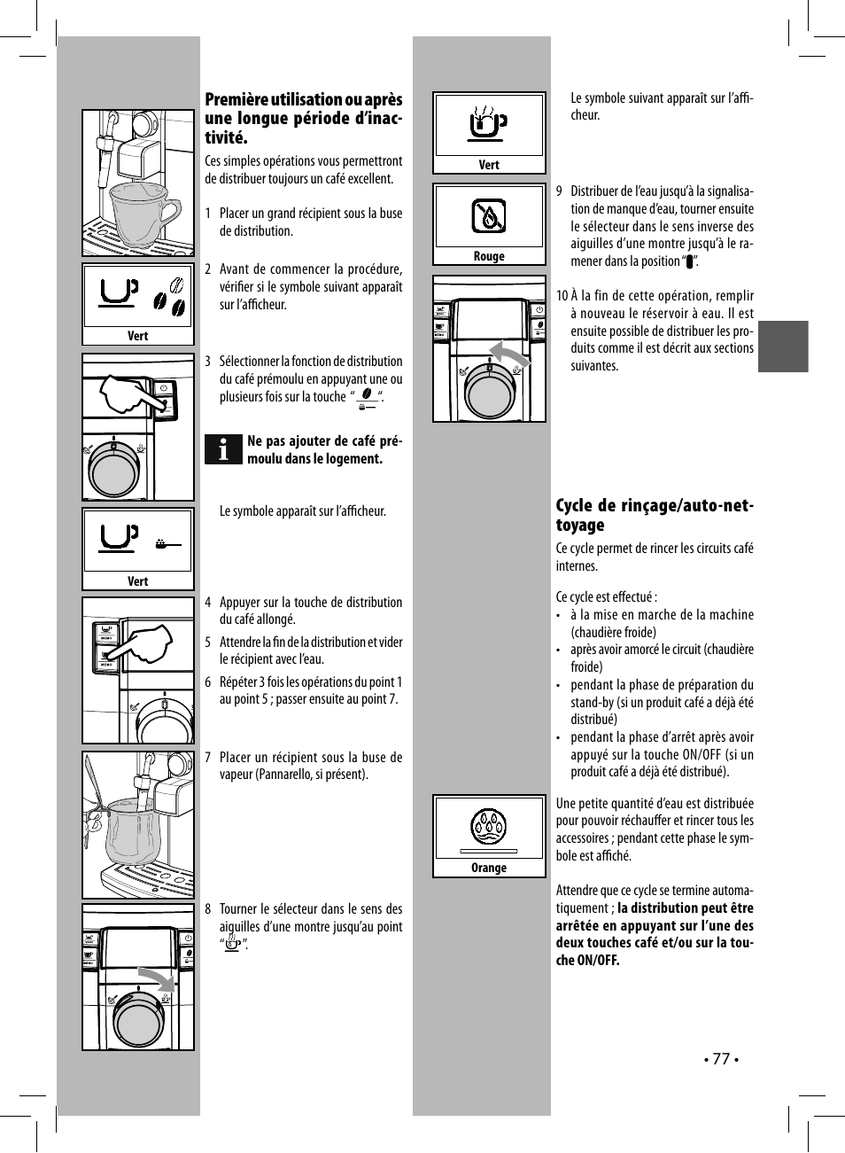 Cycle de rinçage/auto-net- toyage | Philips 10003066 User Manual | Page 77 / 96