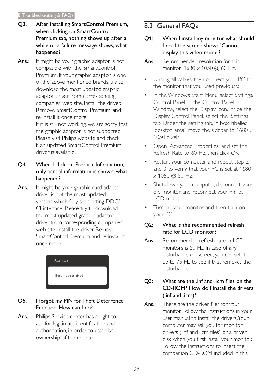 3 general faqs | Philips 220S4LSB-00 User Manual | Page 41 / 44