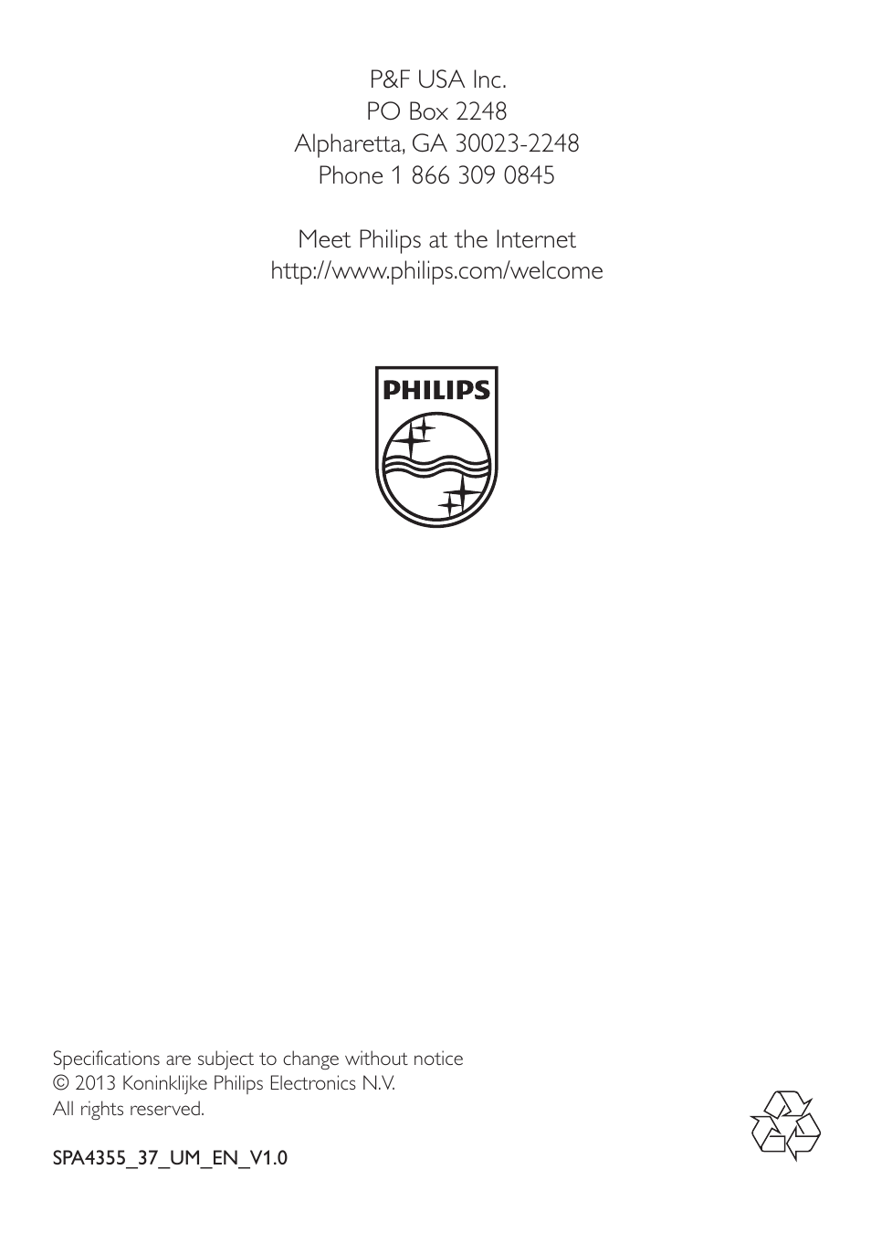 Philips SPA4355-37 User Manual | Page 12 / 12