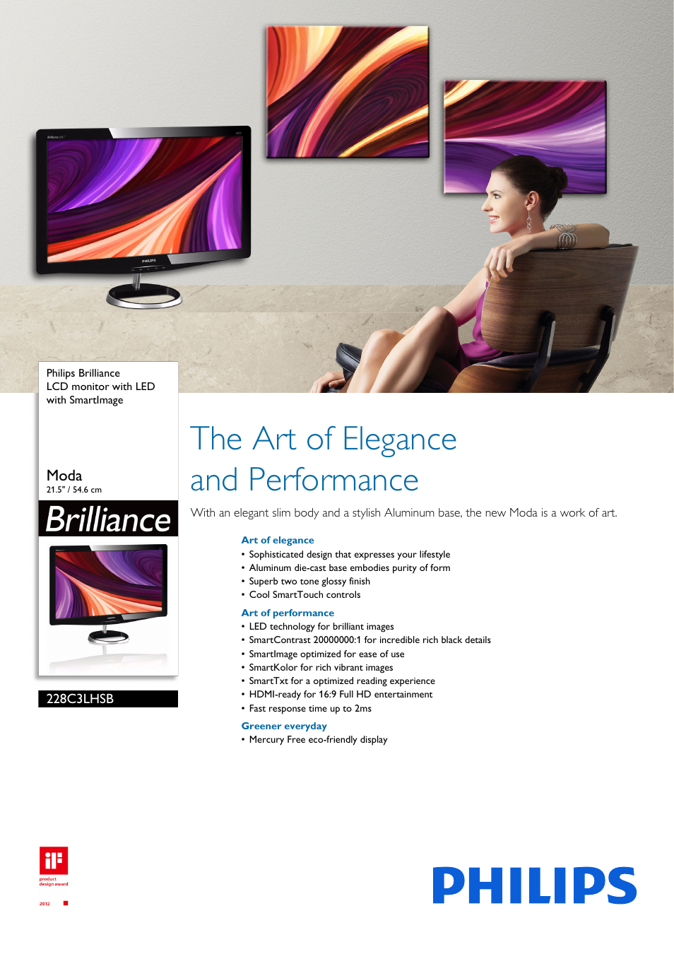 Philips 228C3LHSB-00 User Manual | 3 pages