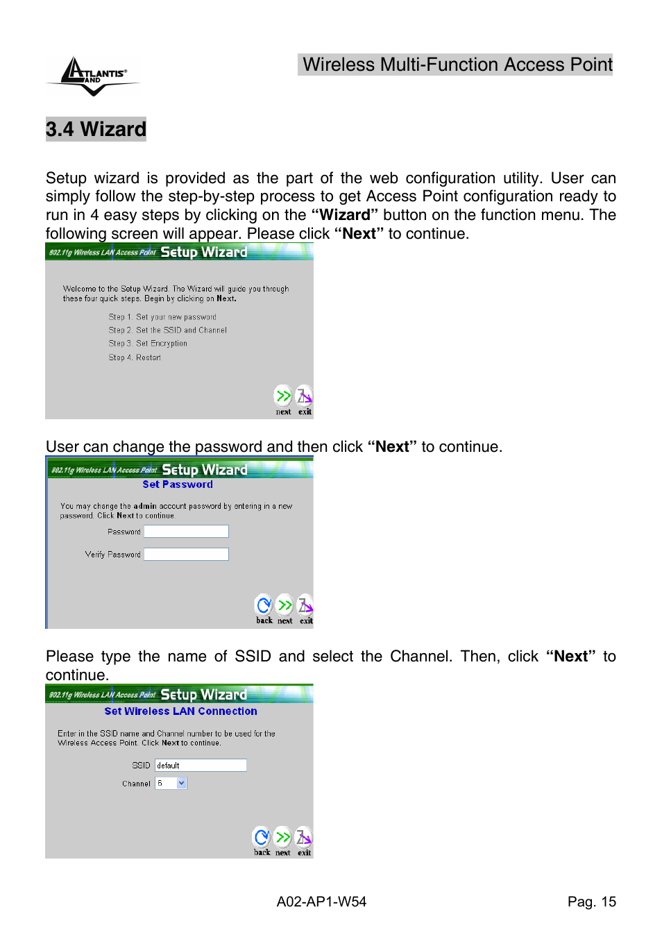 4 wizard, Wireless multi-function access point | Atlantis Land A02-AP1-W54 User Manual | Page 22 / 53