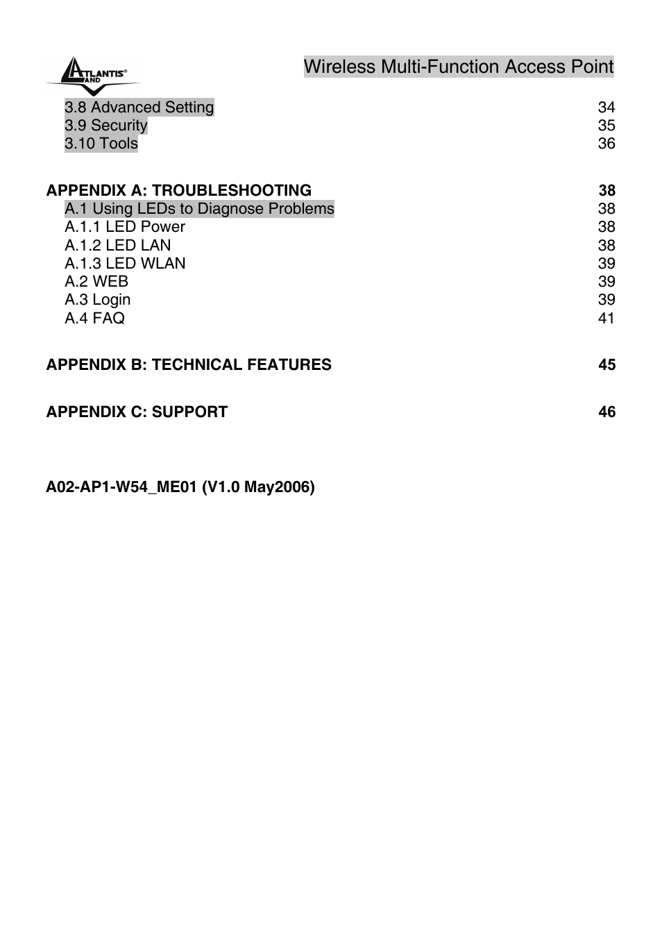 Atlantis Land A02-AP1-W54 User Manual | Page 4 / 53