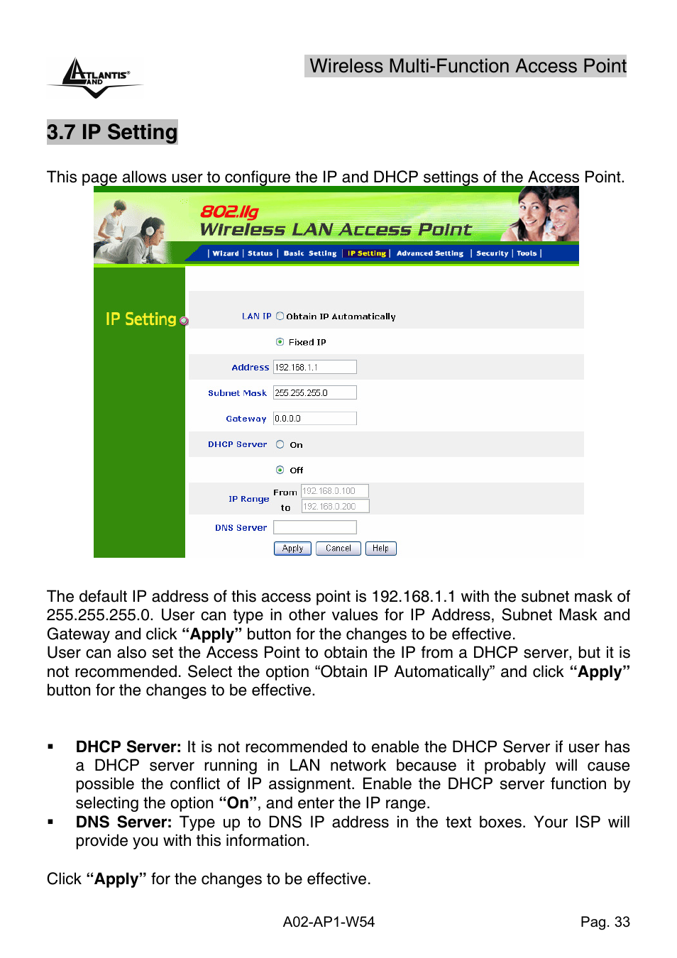 7 ip setting | Atlantis Land A02-AP1-W54 User Manual | Page 40 / 53