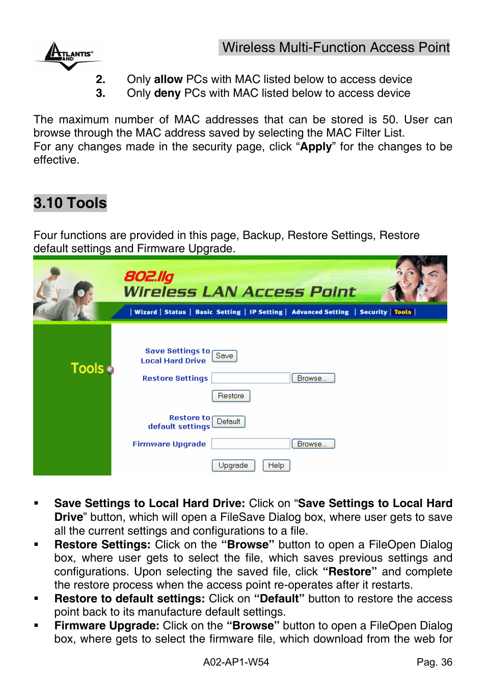 10 tools | Atlantis Land A02-AP1-W54 User Manual | Page 43 / 53
