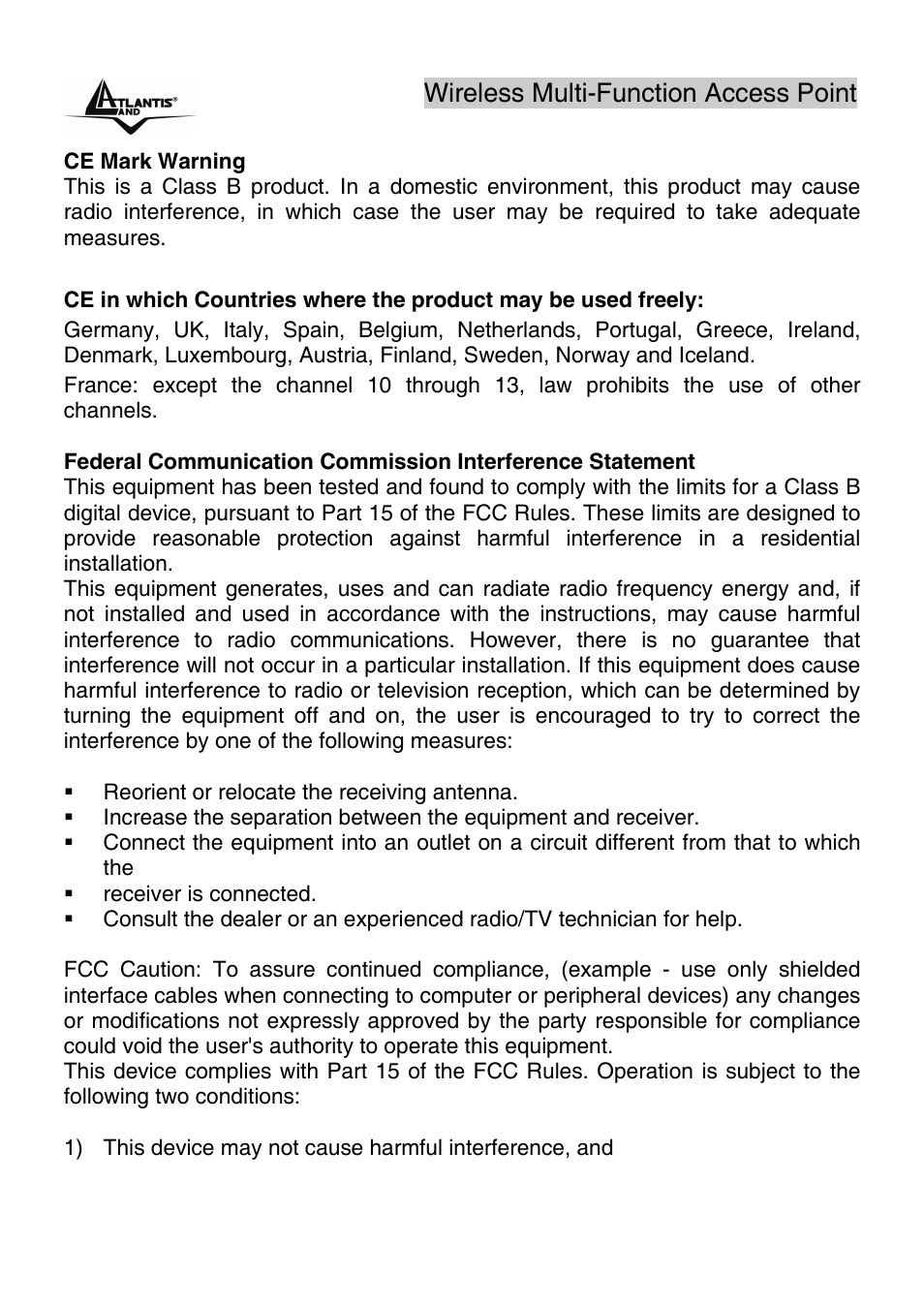 Wireless multi-function access point | Atlantis Land A02-AP1-W54 User Manual | Page 6 / 53