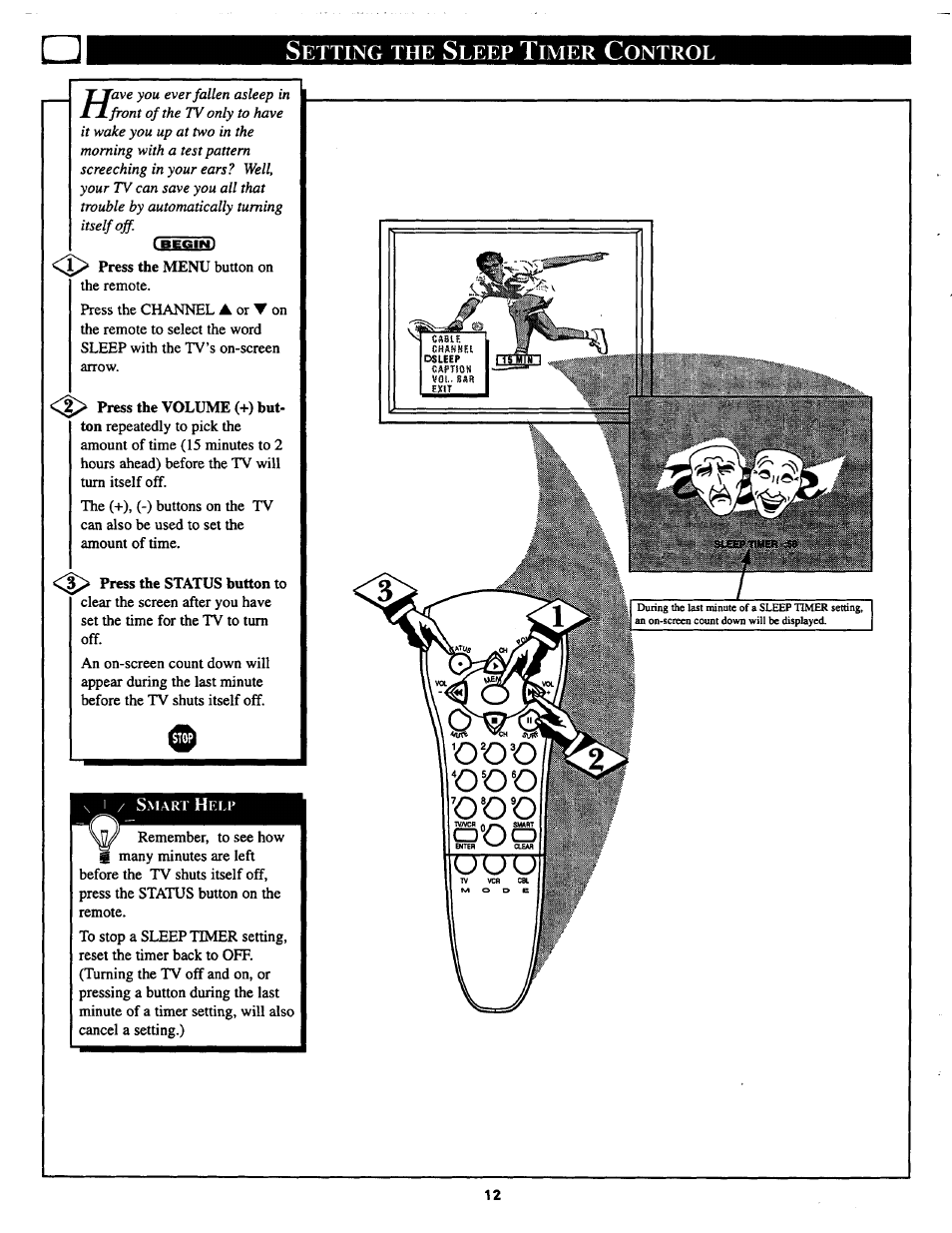 Etting, Leep, Imer | Ontrol | Philips COLOR TV 25 INCH TABLE User Manual | Page 12 / 28