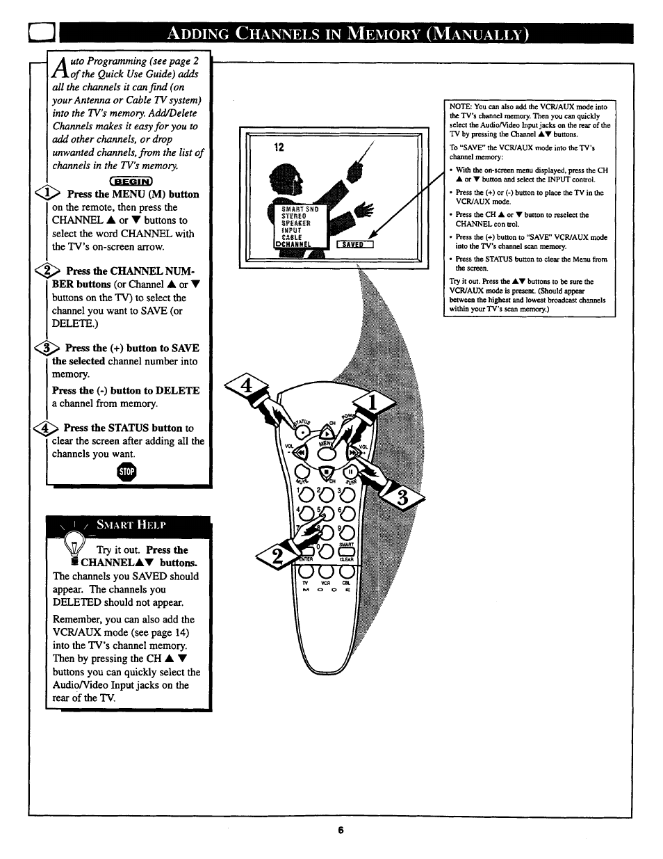 Adding channels in memory (manually) | Philips COLOR TV 25 INCH TABLE User Manual | Page 6 / 28