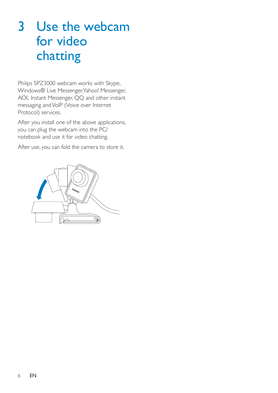 3 use the webcam for video chatting | Philips SPZ3000-00 User Manual | Page 7 / 22