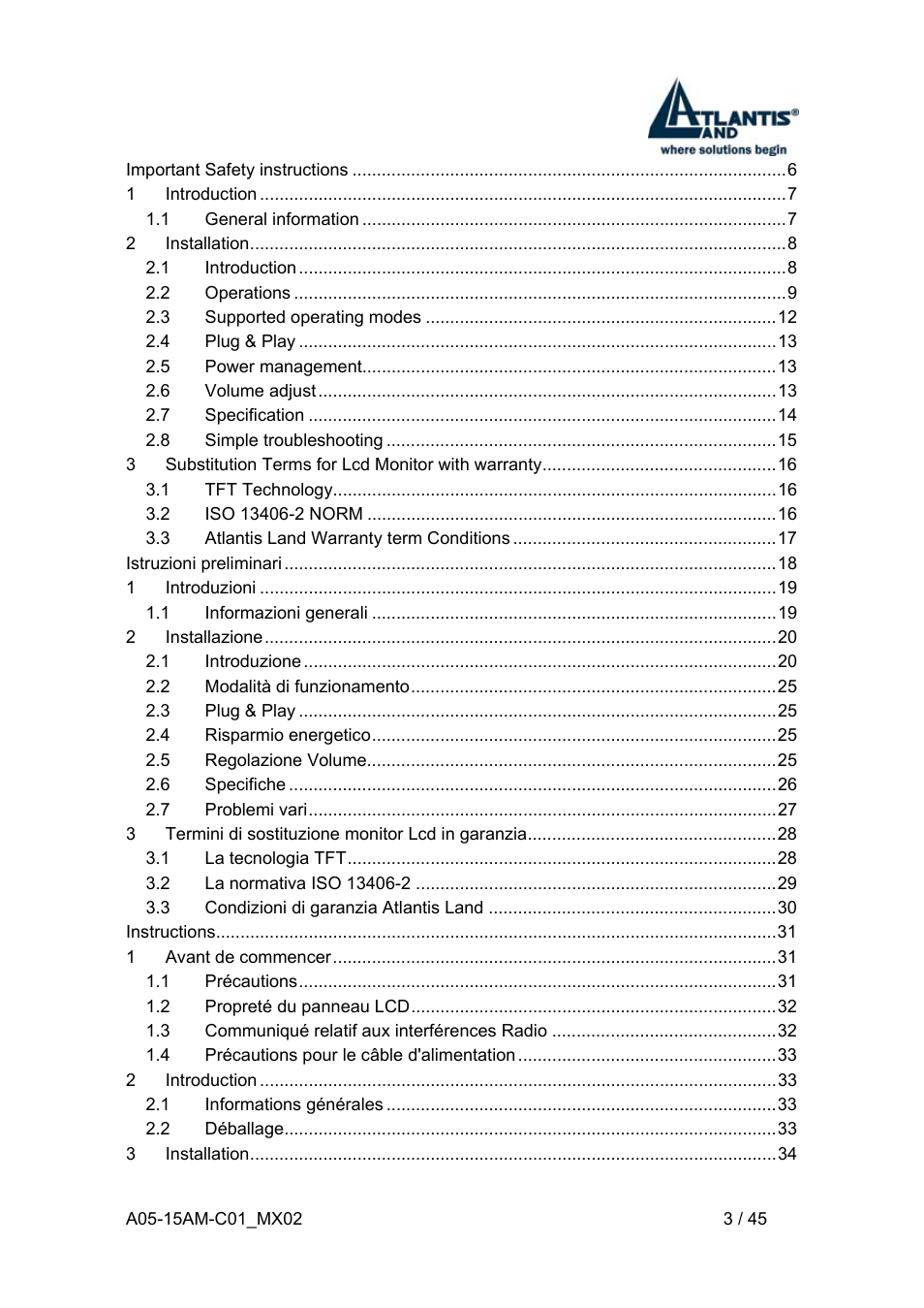 Atlantis Land I-See S 150 User Manual | Page 3 / 45