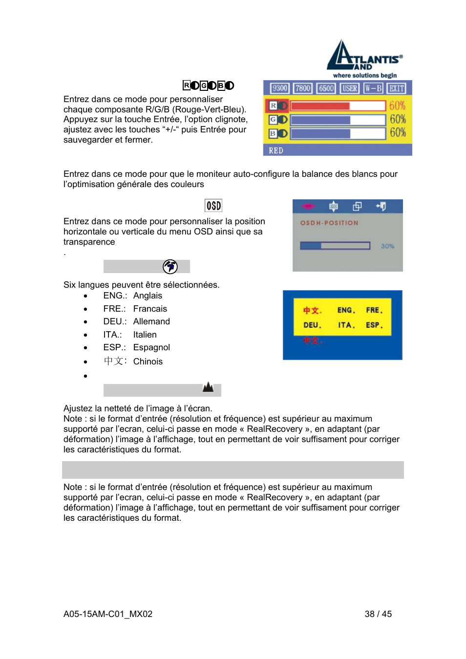 3 modes supportés | Atlantis Land I-See S 150 User Manual | Page 38 / 45