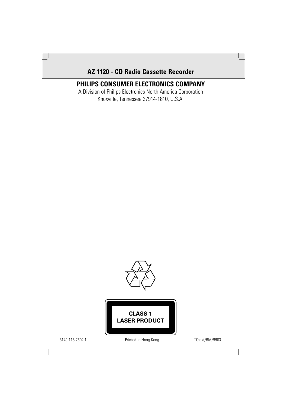 Az 1120 - cd radio cassette recorder, Philips consumer electronics company | Philips PORTABLE RADIO CASS REC + CD User Manual | Page 38 / 38