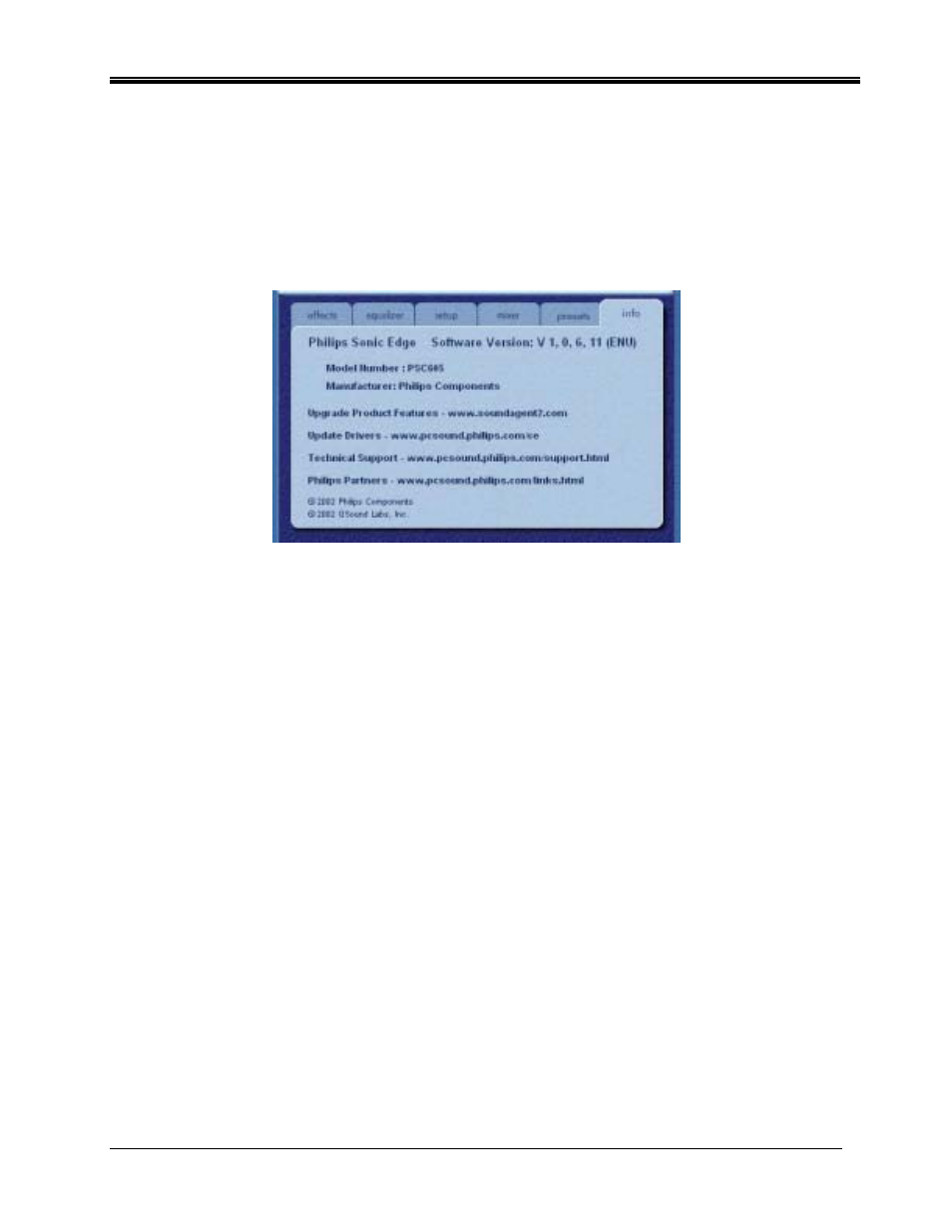 Info tab | Philips PSC60417 User Manual | Page 30 / 39