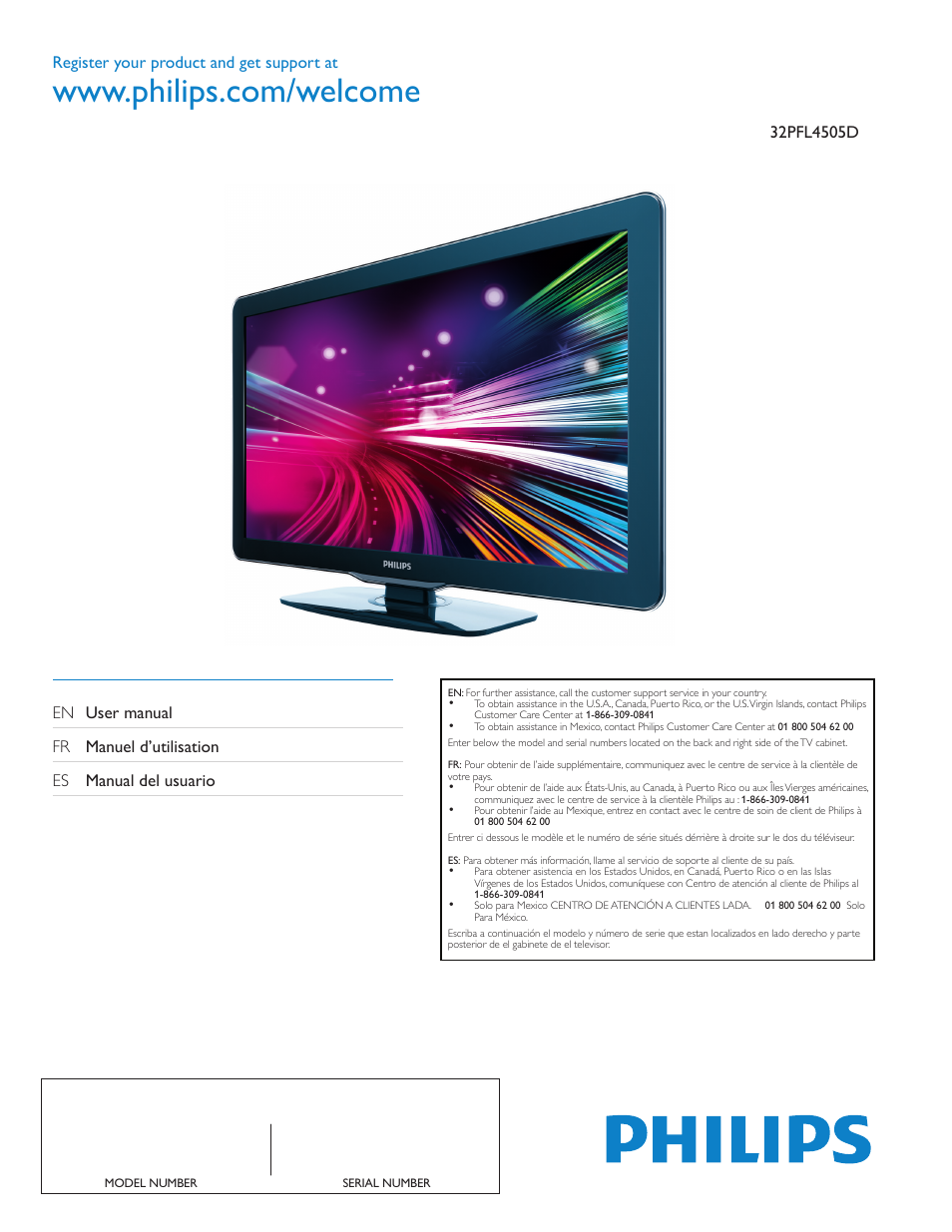 Philips 32PFL4505D-F7 User Manual | 38 pages